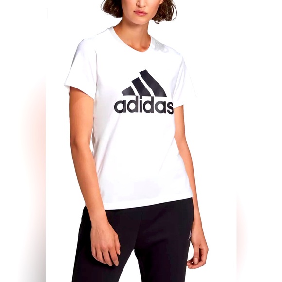 Adidas Woman Badge of Sport Cotton Tee White/Black/ - Picture 2 of 3